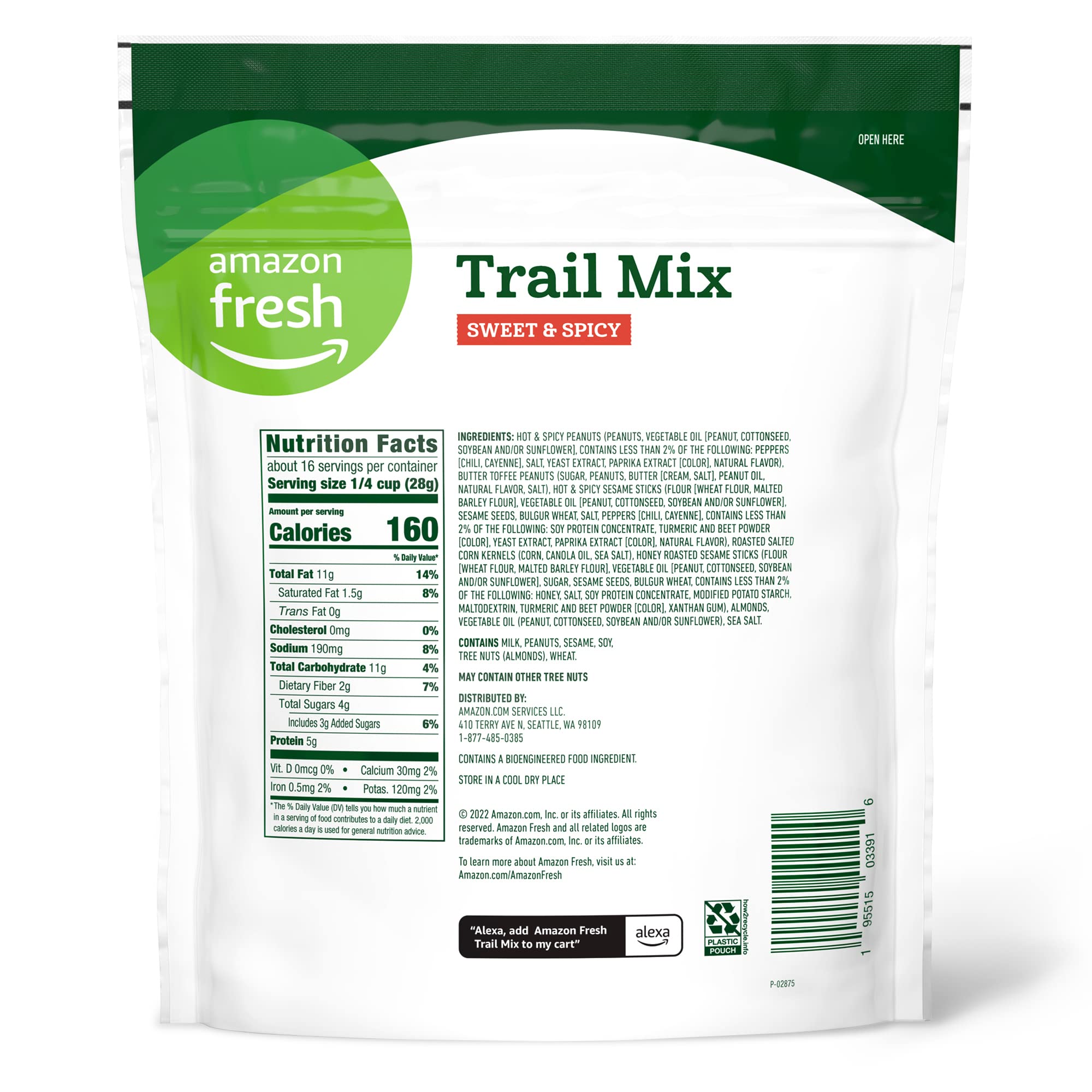Amazon Fresh Sweet & Spicy Trail Mix - 16oz Healthy Snack for Hiking, Camping & Office Breaks | Gluten-Free Nuts & Dried Fruits Mix