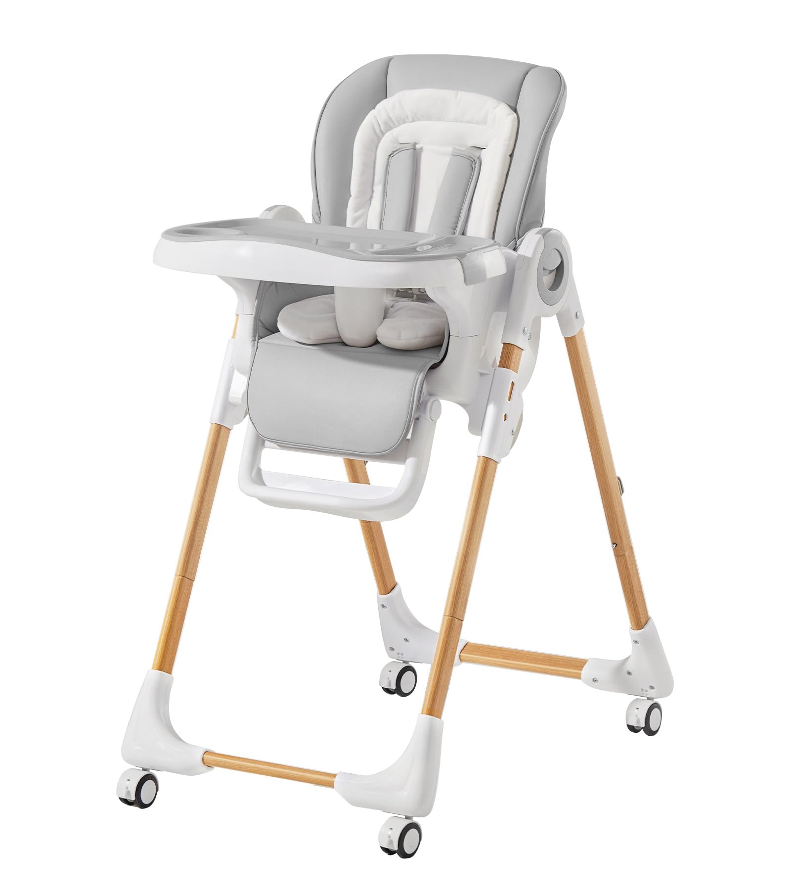 Convertible High Chairs for Babies & Toddlers - Adjustable Height Baby Dining Chair with Removable Tray, Reclining Backrest & Footrest | Portable Infant Highchair with Locking Wheels for Home, Restaurant & Travel Use