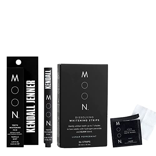 MOON Teeth Whitening Kit for Travel - LED Whitening Pen & Refills - Brighten Smile Anytime, Perfect for Business Trips & Vacations