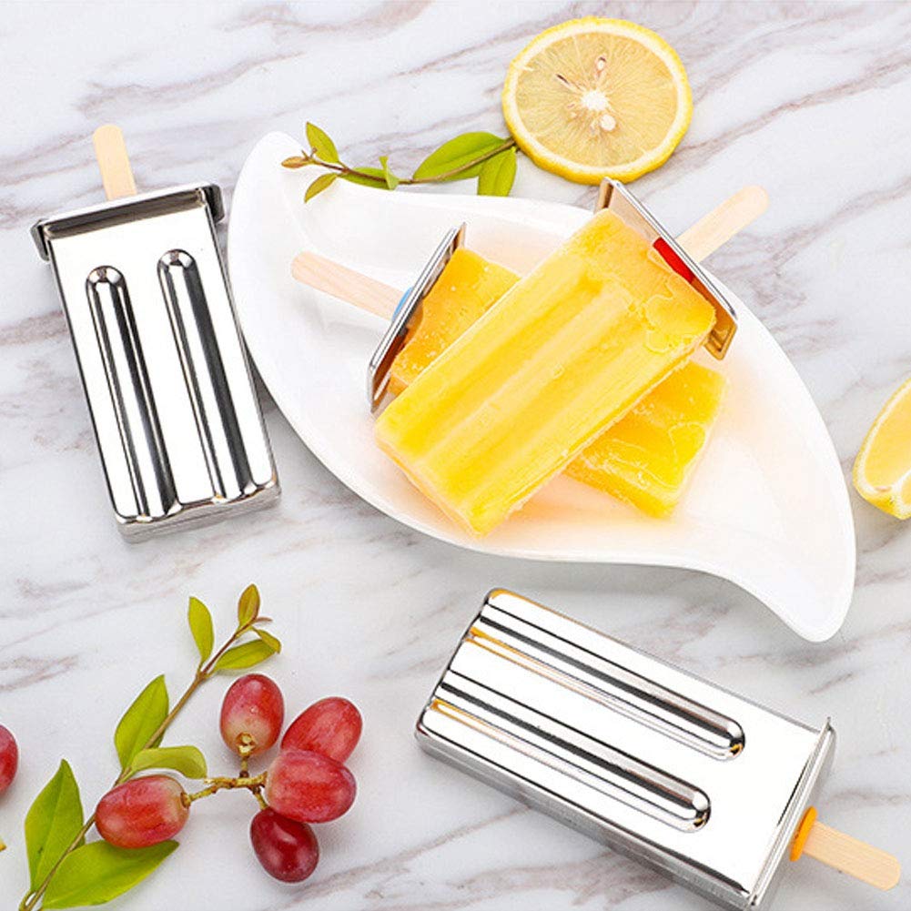 Fdit 2 Pack Stainless Steel Popsicle Molds - DIY Ice Cream & Ice Pop Maker for Homemade Treats - Perfect for Summer Snacks, Kids Parties & Healthy Desserts