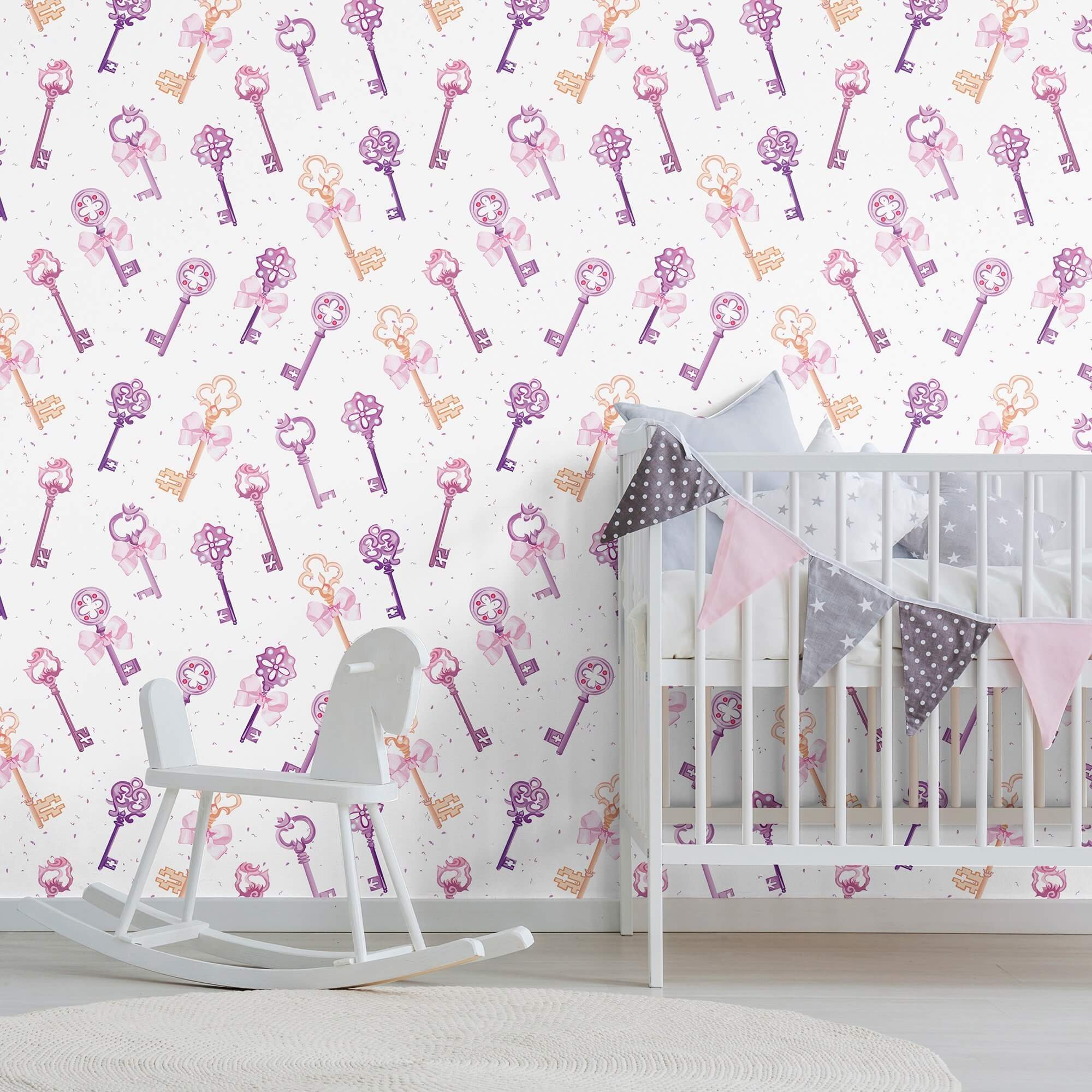 Gold and Purple Floral Peel and Stick Removable Wallpaper for Kids Room - Self-Adhesive Decorative Wall Covering for Nursery, Bedroom, Playroom & Dorm Decor