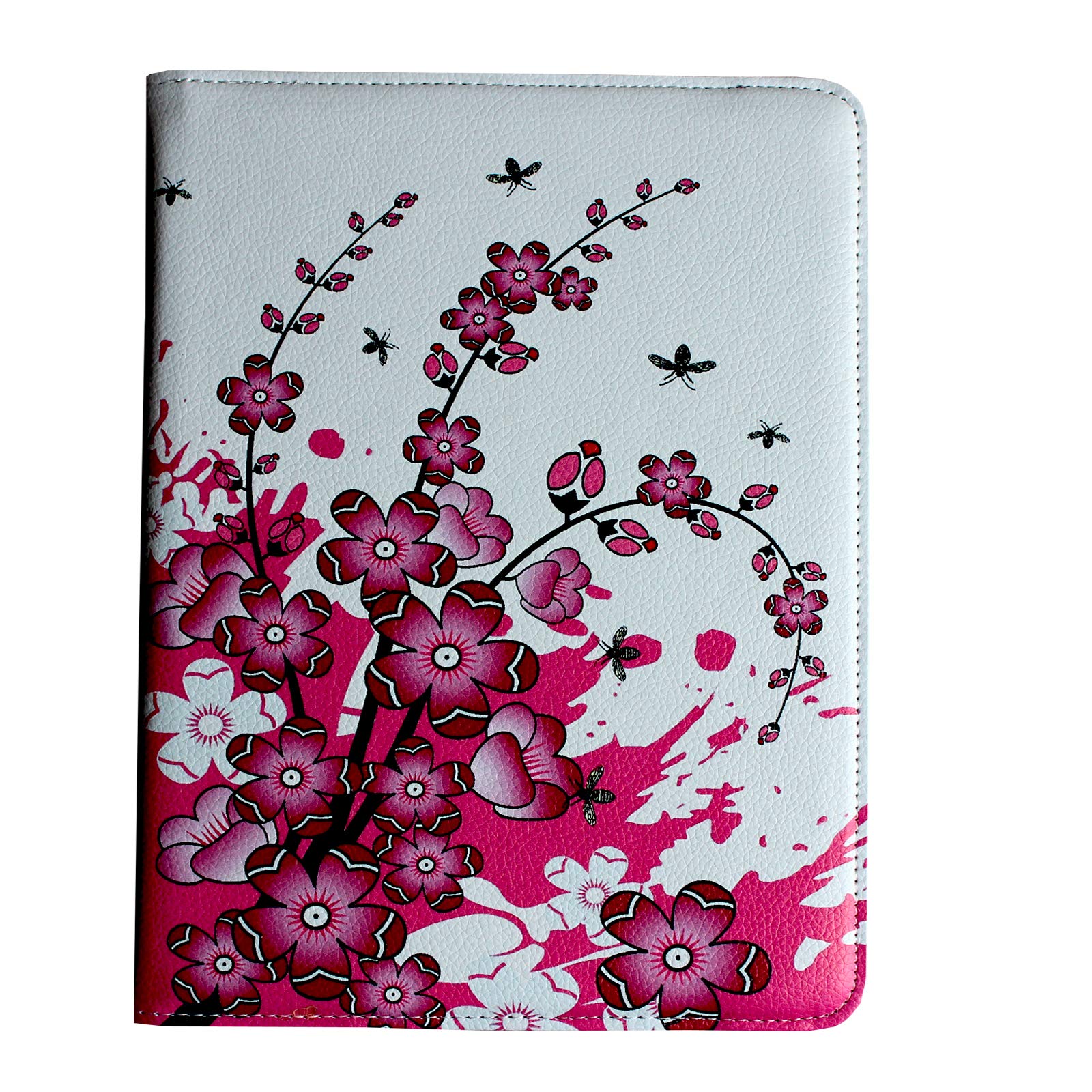 Magnetic Rotating Stand Smart Cover Case for iPad Air 1 (2013) - Auto Wake/Sleep Function, Compatible with iPad Air A1474 A1475 A1476 - Pink White Floral Design - Perfect for Work, Study & Travel