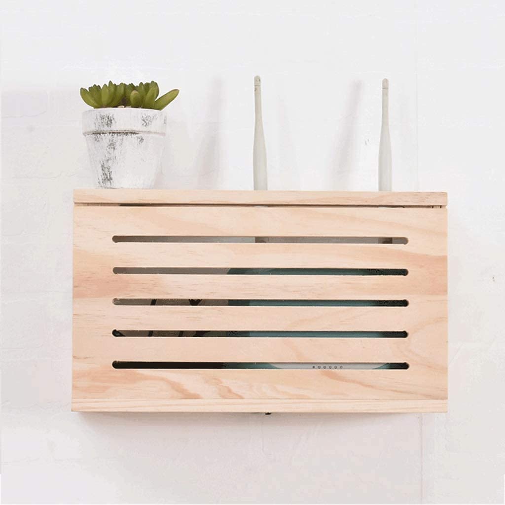 Wooden Wireless Router Storage Box - TV Stand Cable Organizer with Hidden Compartment for WiFi Router, Modem, and Power Strips | Perfect for Living Room, Office, and Home Theater Setup