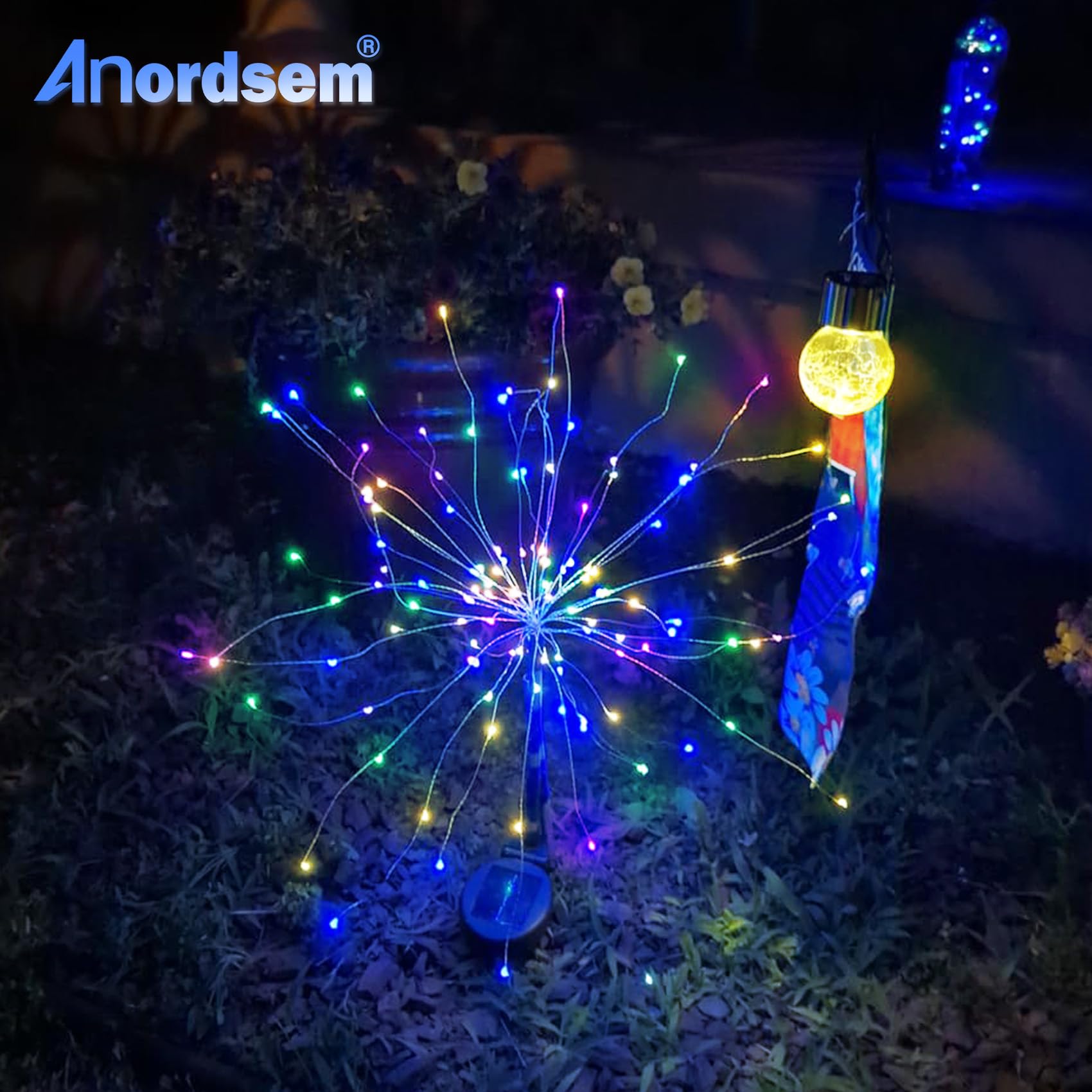 Solar Fireworks Garden Lights Outdoor Decor - Waterproof LED Fairy Starburst Sparklers for Yard, Patio, Pathway & Lawn Decoration | Twinkle Lighting for Flowerbeds, Parties & Landscape Design