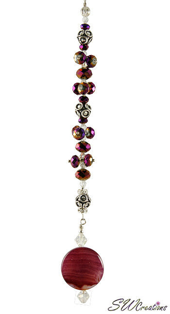 Purple Agate Gemstone Beaded Fan Pull - Elegant Home Decor for Ceiling Fans, Light Fixtures & Boho Chic Interiors