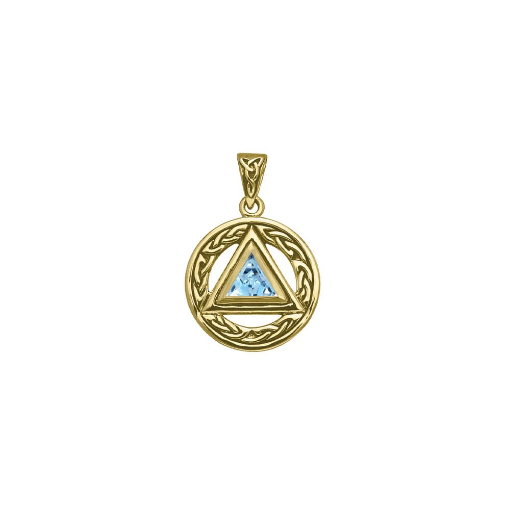 Celtic AA Symbol 14K Yellow Gold Pendant with Genuine Gemstone - Perfect for Spiritual Jewelry & Meaningful Gifts