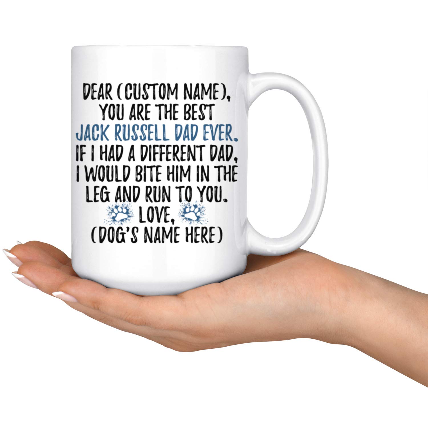 Personalized Jack Russell Terrier Dog Dad Coffee Mug - 15oz Ceramic Cup for Dog Lovers, Fathers Day Gift, Office & Home Use - Funny Russell Terrier Owner Gift Idea