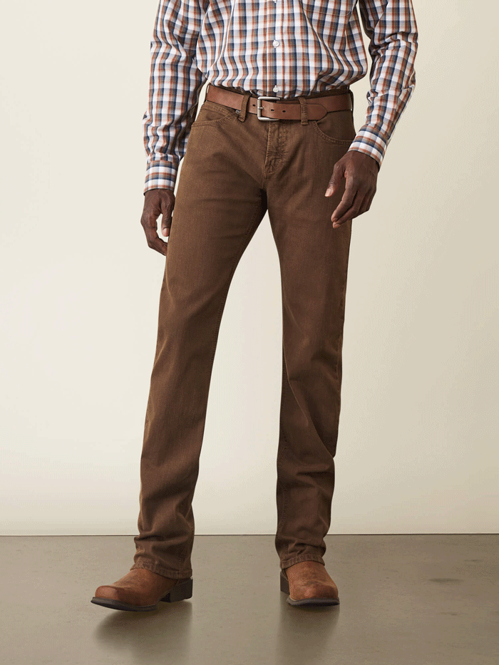 Ariat Men's M7 Grizzly Straight Jean in Peat Brown - Durable Work Pants for Ranch, Construction & Outdoor Activities