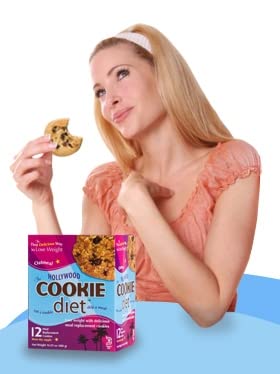 Hollywood Diet Chocolate Chip Cookies - Low Calorie, High Protein, Fiber Rich Meal Replacement Snacks for Weight Loss - 12 Cookies per Box (12 Boxes) - Perfect for Office Snacks, Keto Diet & Healthy Lifestyle
