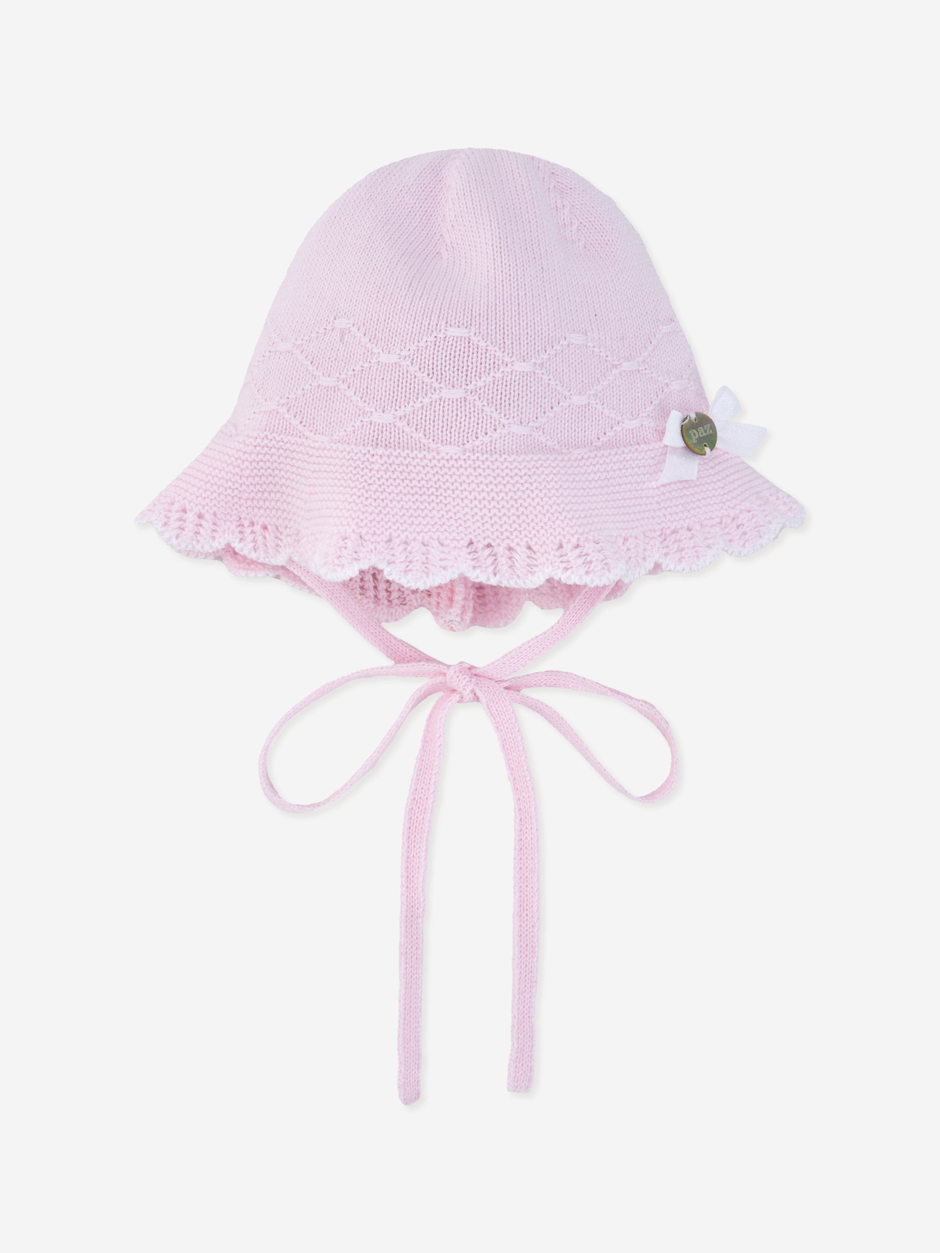 Pink Cotton Knit Bonnet for Baby Girls - Soft & Comfortable Newborn Headwear for Photos, Outings & Special Occasions