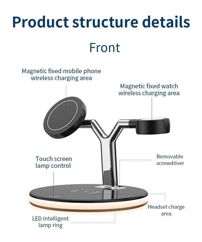 3-in-1 Qi Wireless Fast Charging Stand with MagSafe - Perfect for iPhone, AirPods & Apple Watch Charging at Home, Office or Travel