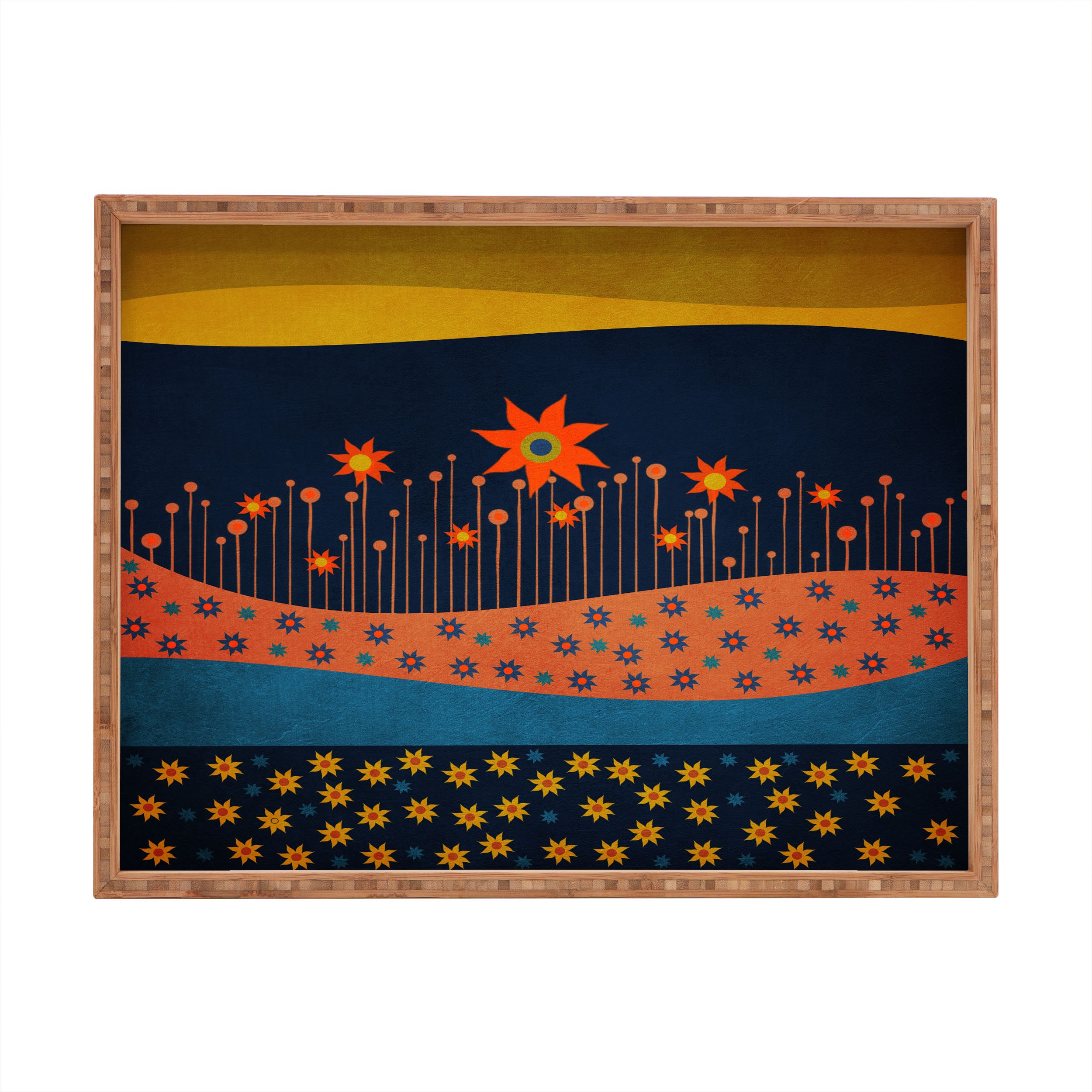 Deny Designs Viviana Gonzalez Spring Energy Indoor/Outdoor Rectangular Tray - 14 x 18 Inches - Colorful Decorative Serving Tray for Parties, Picnics & Home Decor