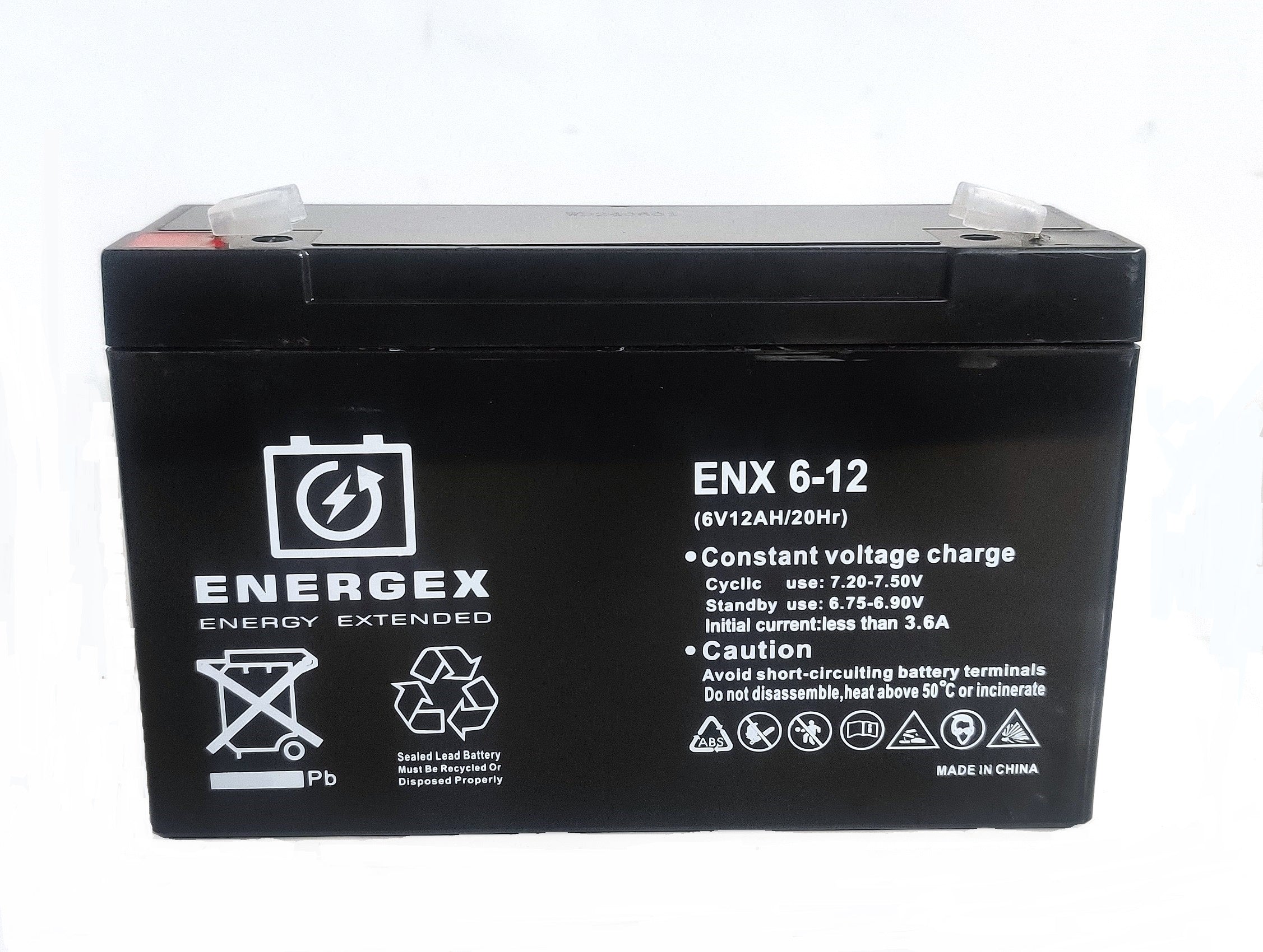Energex 6V 12Ah SLA Battery - Sealed Lead Acid Rechargeable Battery for Solar, UPS, Emergency Lights & Power Backup - F2 Terminal