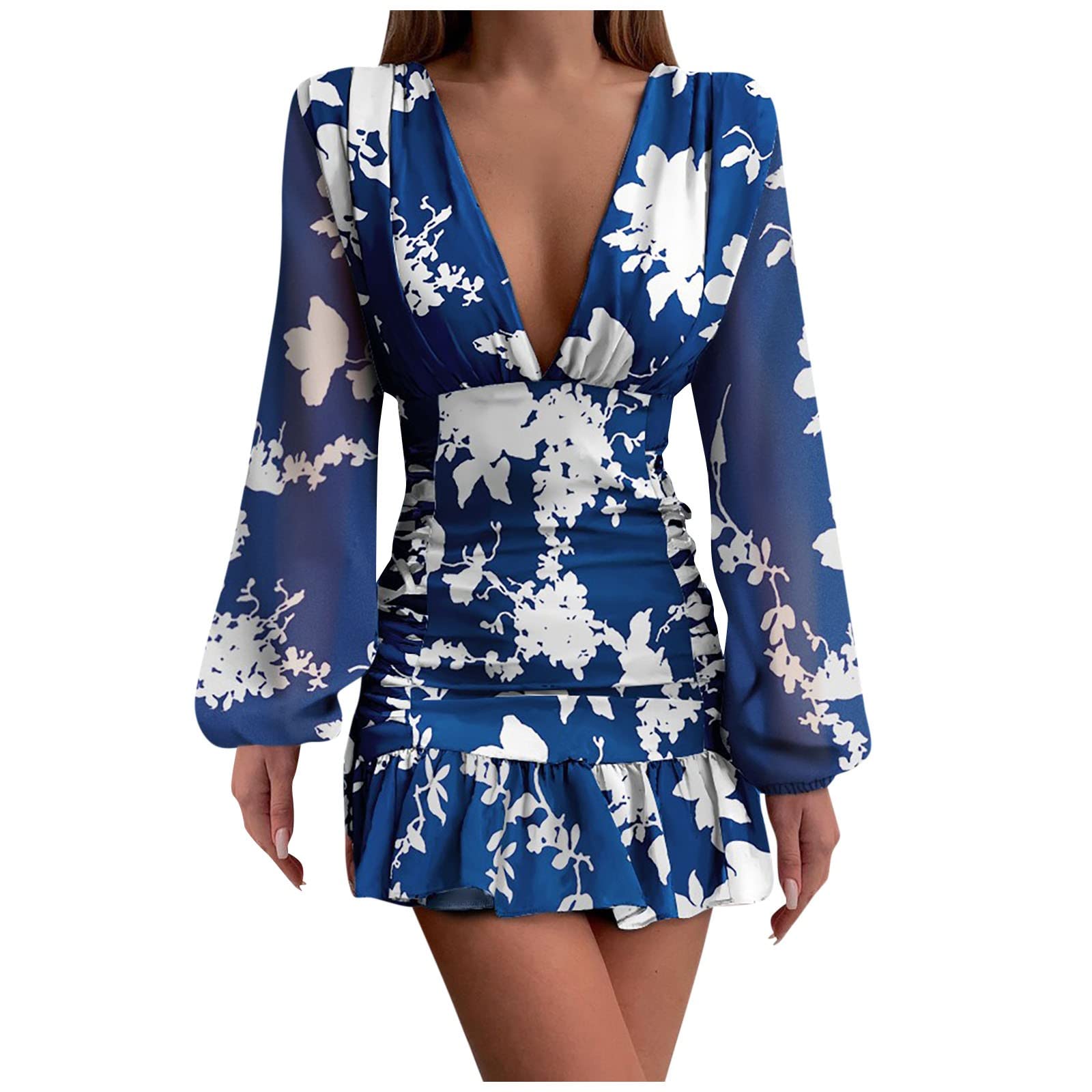 Women's Floral Print V-Neck Short Dress 2-Piece Set - Spring Summer Fall Travel Outfit | Casual Beach Vacation, Date Night & Party Wear