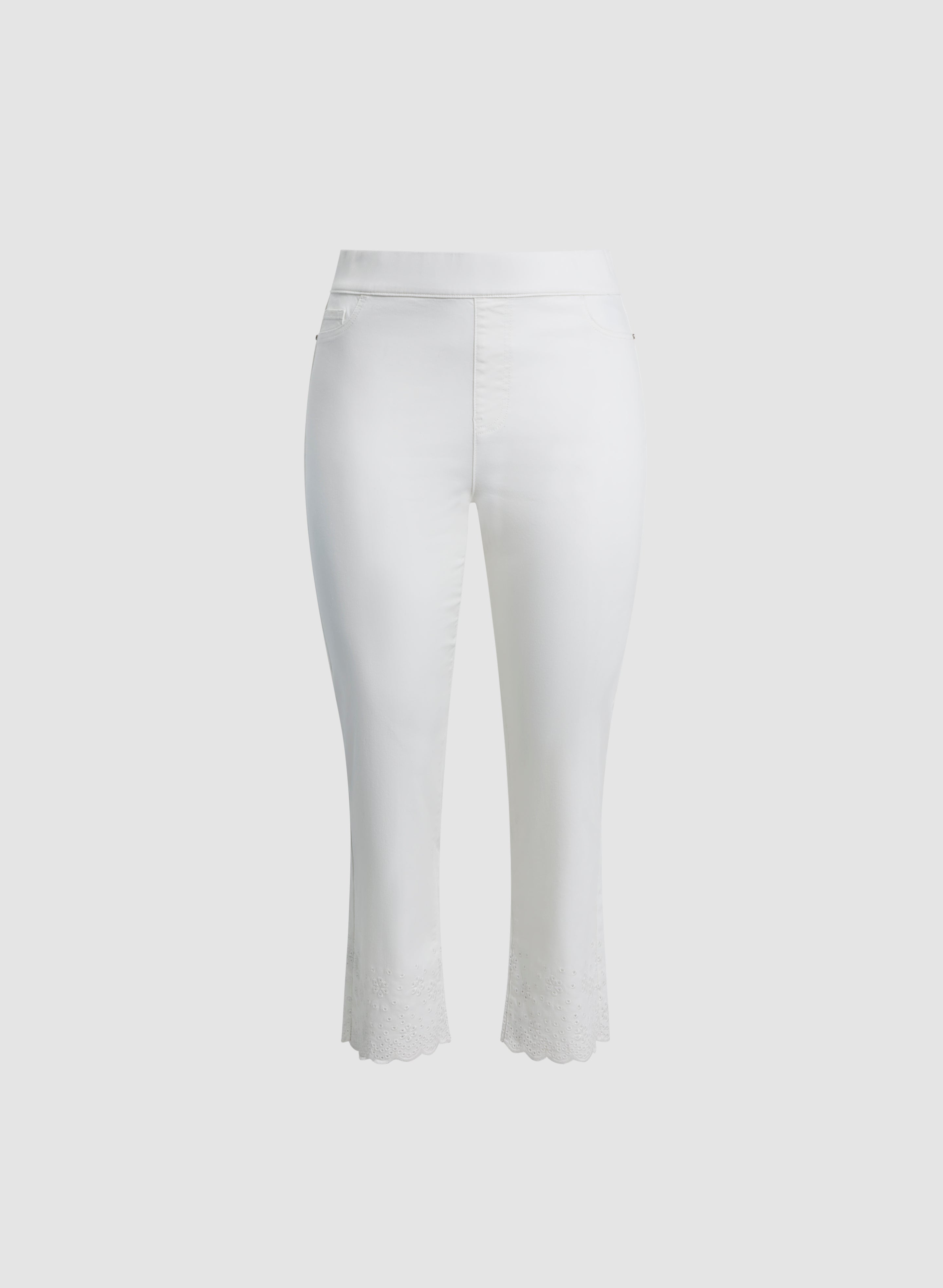 Embroidered Pull On Jeans for Women - Comfortable Stretch Denim Pants with Elastic Waistband | Perfect for Casual Wear, Office & Travel