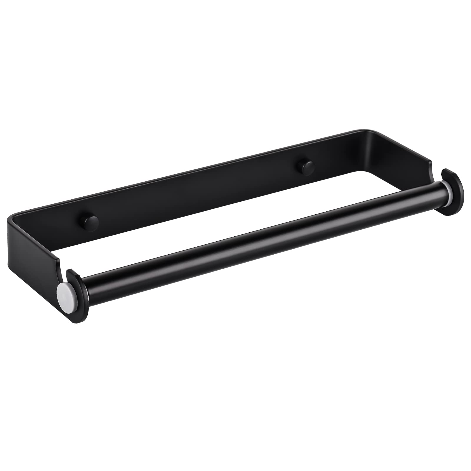 NiHome Self-Adhesive Paper Towel Holder - Under Cabinet Kitchen & Bathroom Mount, Aluminum Alloy Roll Holder with Flexible Adhesive & Screws (Black) - Perfect for Sink Areas, Countertops & Small Spaces