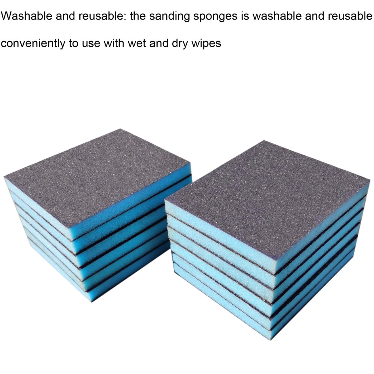 12 Pack 220 Grit Superfine Grade Sanding Blocks - Washable & Reusable Sanding Sponge for Wood, Metal & Brush Pots - Perfect for DIY Projects, Furniture Refinishing & Crafting