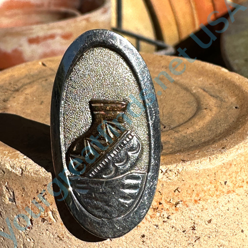 Vintage Navajo Pot Themed Ring - Sterling Silver & Gold Jewelry for Women - Handmade Native American Style Ring - Perfect for Boho Fashion, Western Wear & Cultural Events