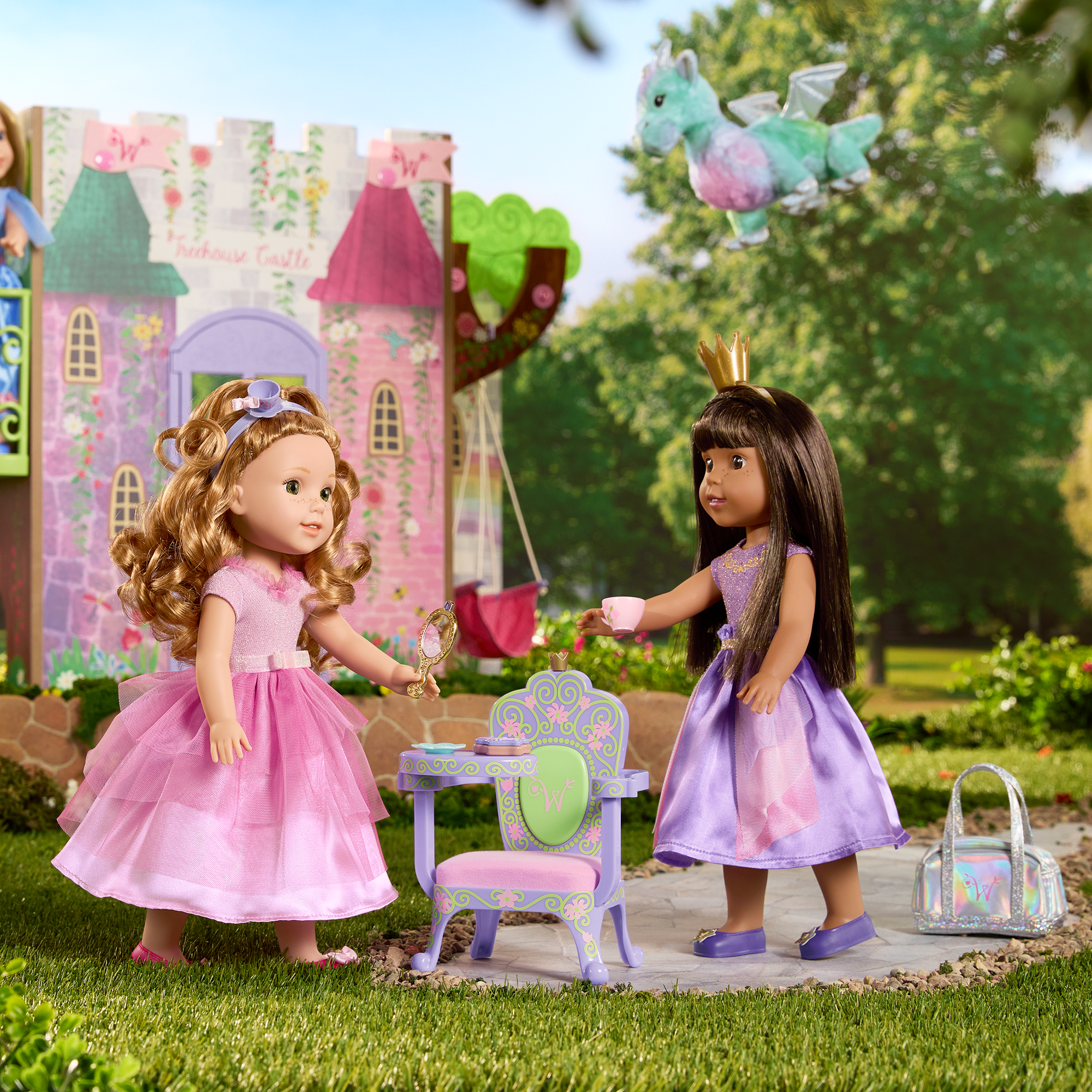 Royal Desk Set for WellieWishers™ Dolls - Elegant Doll Furniture with Chair & Accessories | Perfect for Pretend Play, Tea Parties & Royal Adventures