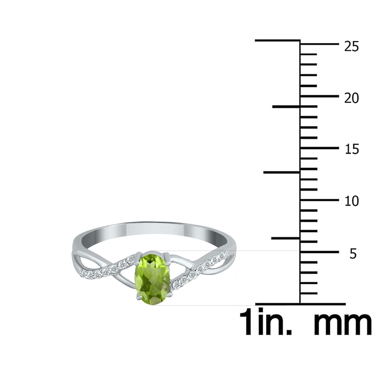 10K White Gold Peridot and Diamond Twist Ring - Elegant Jewelry for Women, Perfect for Weddings, Anniversaries & Special Occasions
