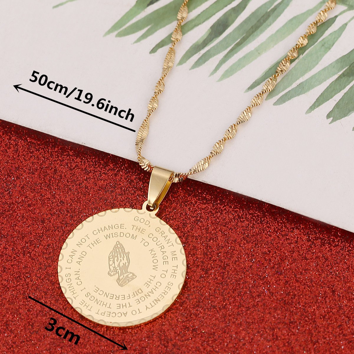 Christian Prayer Jewelry - Bible Verse Coin Medal with Praying Hands - Inspirational Lord's Prayer Necklace for Women & Men - Perfect for Daily Worship, Church Services & Spiritual Gifts