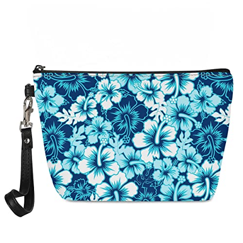 Mumeson Blue Floral Coin Purse - Waterproof Travel Makeup Bag with Zipper Closure for Women & Teens - Perfect for Outdoor Adventures, Daily Use & Gift Giving