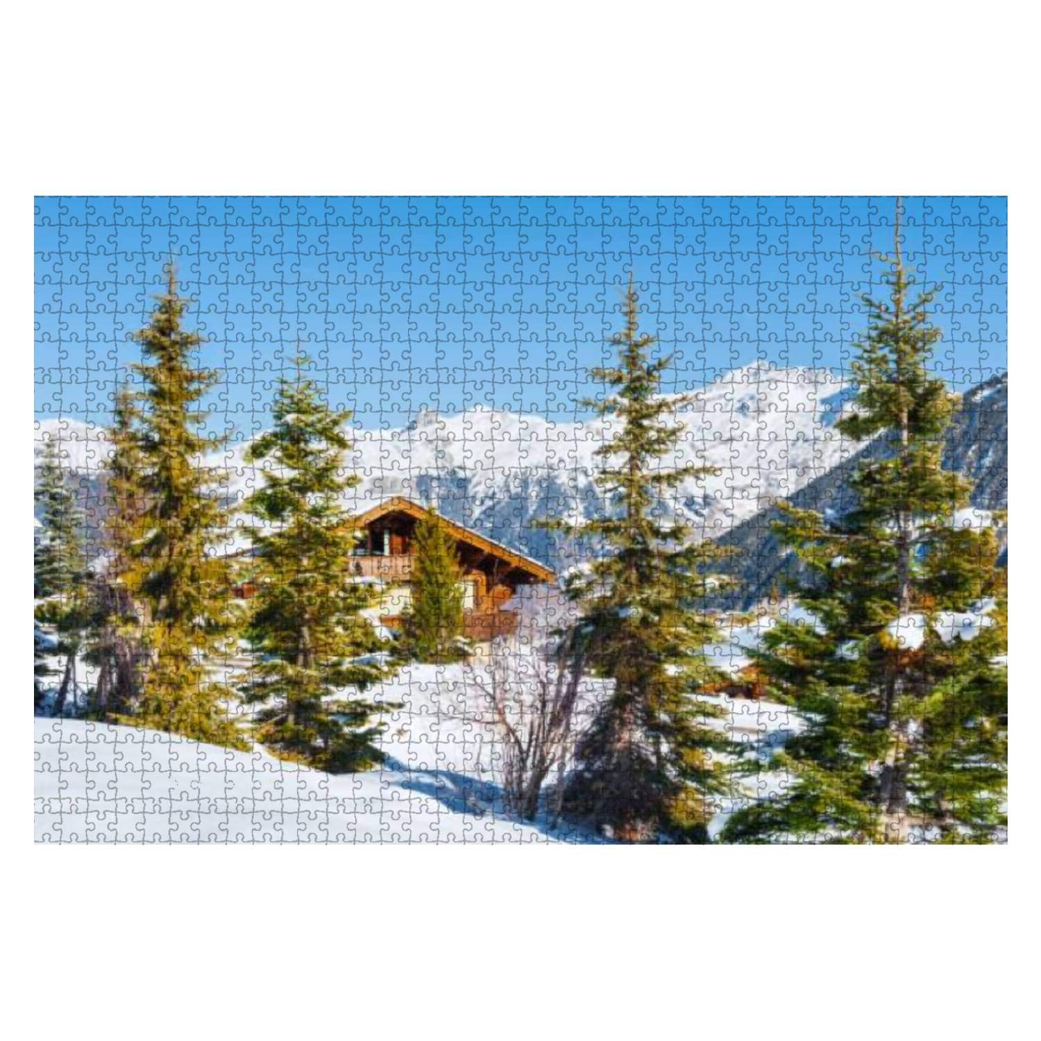 1000-Piece Wooden Jigsaw Puzzle - Alpine Winter Cabin Landscape - Educational & Stress-Relief Toy for Adults & Kids - Perfect for Family Game Night & Relaxation