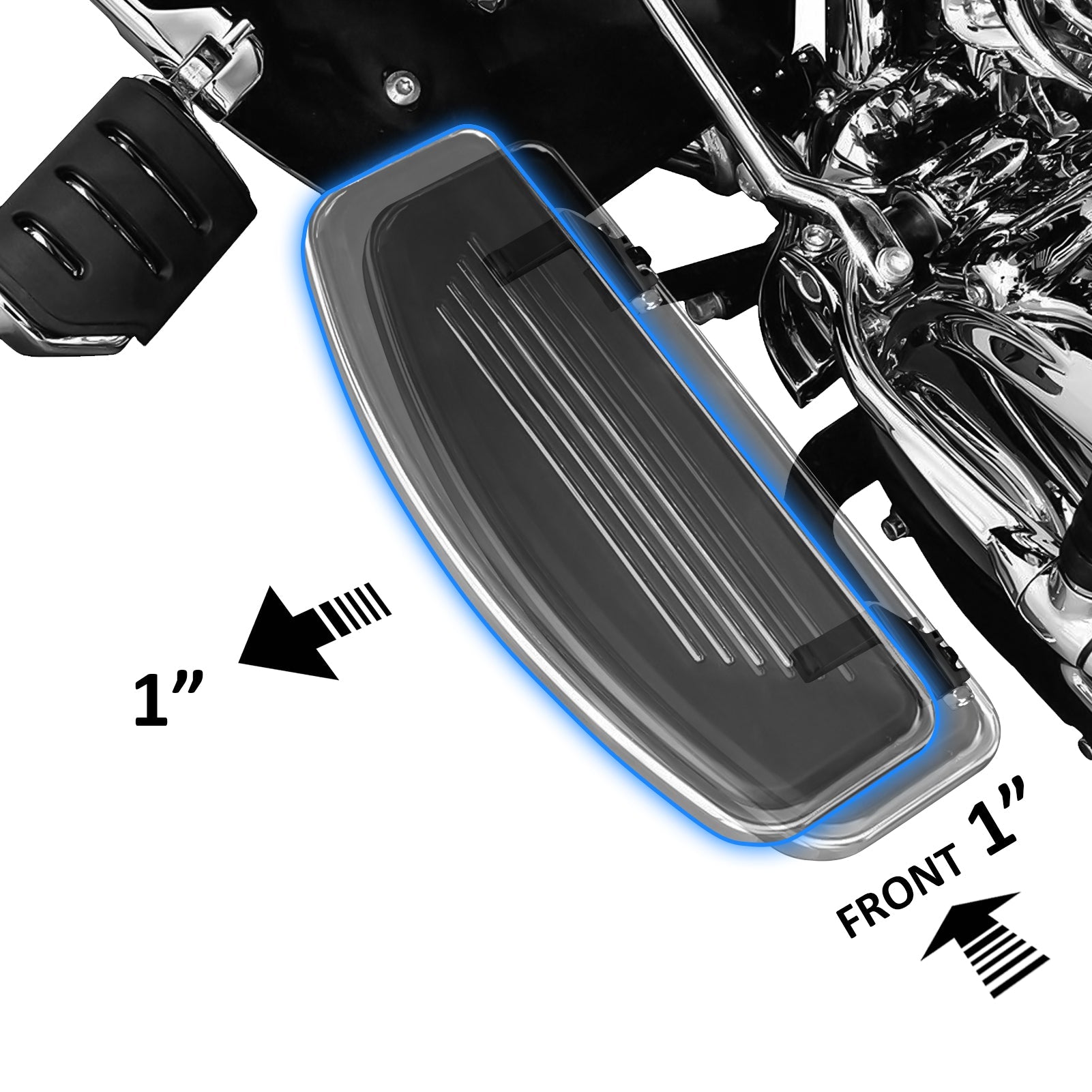 2017-2025 Harley Touring Road King & Street Glide Steel Driver Floorboard Relocation Brackets - Heavy Duty Motorcycle Footpeg Extenders for Improved Riding Comfort & Control
