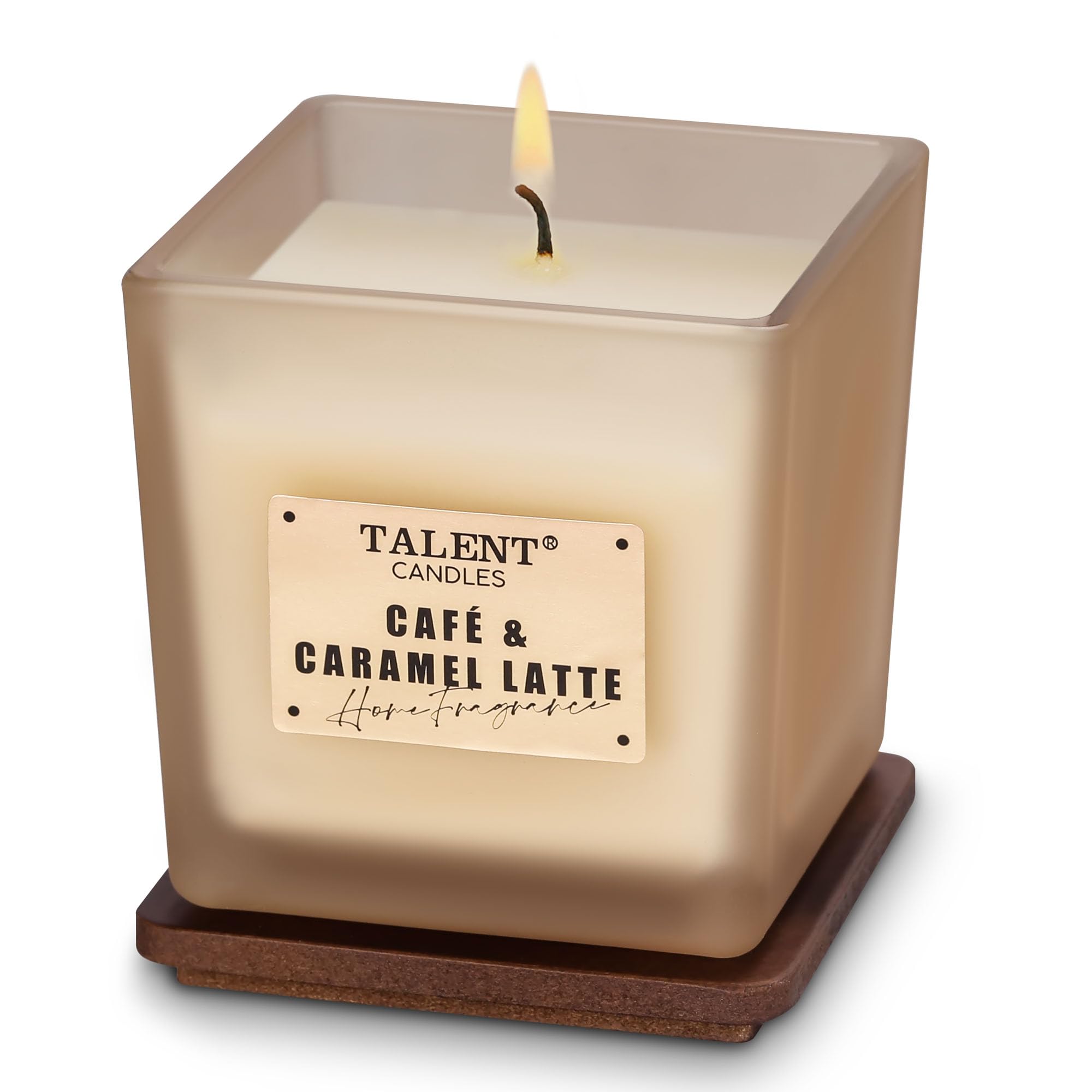 Premium Soy Wax Scented Candles - 7.05oz Aromatherapy Candles with Lid in Cafe & Caramel Latte Fragrance | Home Decor, Relaxation & Romantic Ambiance for Living Room, Bedroom, Bathroom, Office