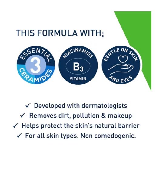CeraVe Micellar Cleansing Water with Niacinamide & Ceramides | Gentle Face Wash & Makeup Remover | Perfect for Sensitive Skin & Daily Skincare Routine