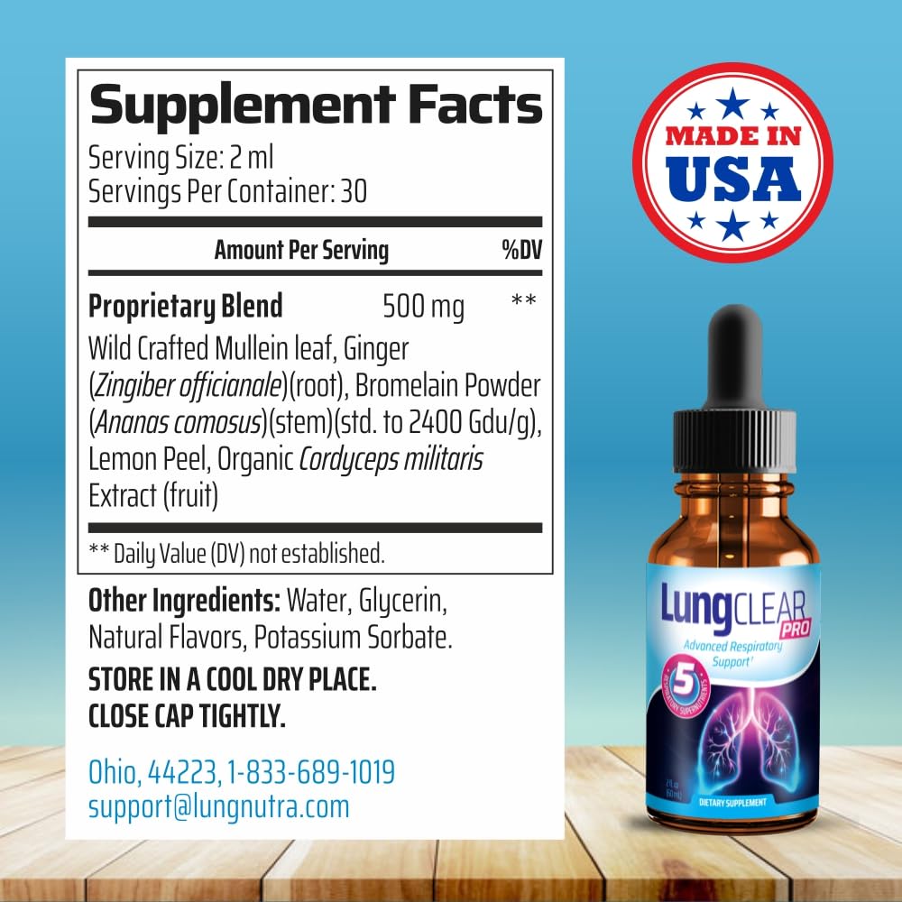 Wild Mullein Leaf Extract Lung Support Supplement Drops - Natural Mucus Relief & Respiratory Health - 2 Fl oz (3 Bottles) - Ideal for Cough, Cold & Seasonal Allergy Support