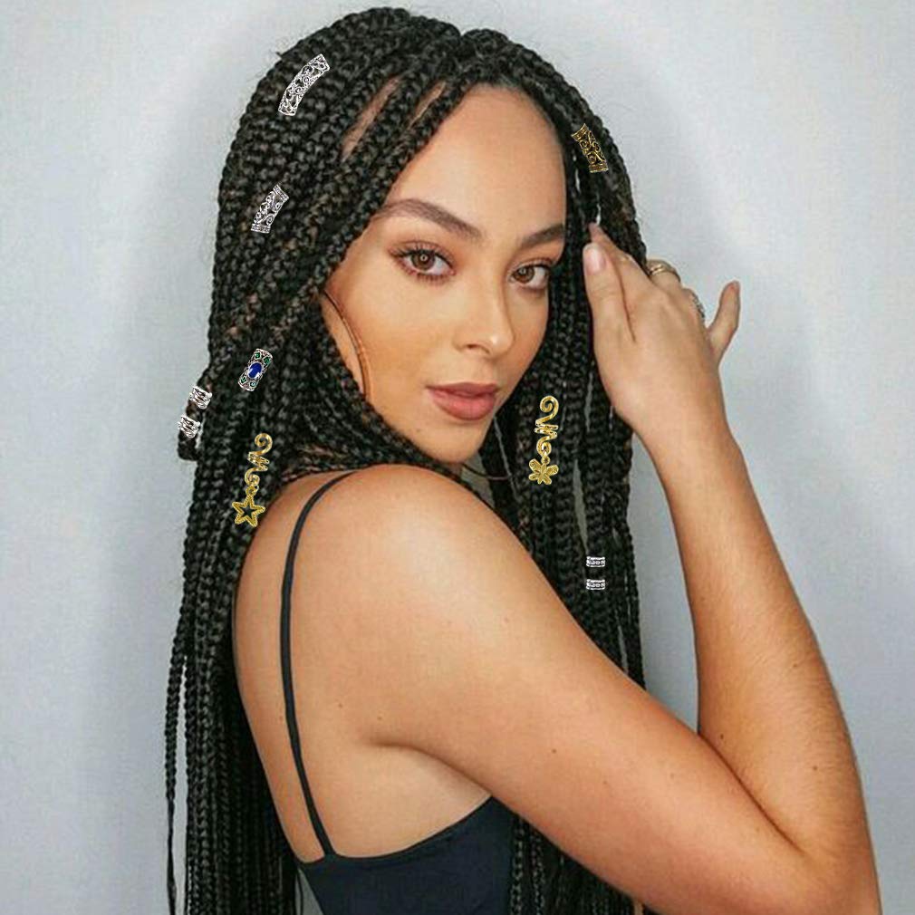 22 PCS Spiral Hair Coils & Dreadlock Beads for Braiding - DIY Hair Jewelry Accessories for Dreadlocks, Braids & Natural Hair Styling