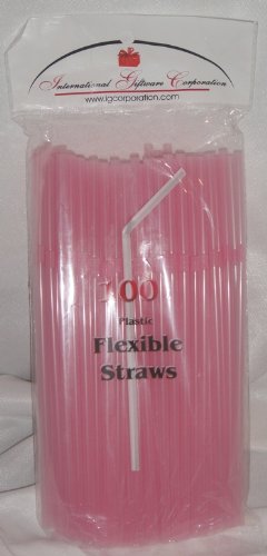 500 Flexible Drinking Straws - Pastel Pink - Reusable Bendable Straws for Luau, Wedding, Party, Baby Shower - 5 Packs x 100 Straws - Perfect for Smoothies, Cocktails, Iced Coffee & Home Use