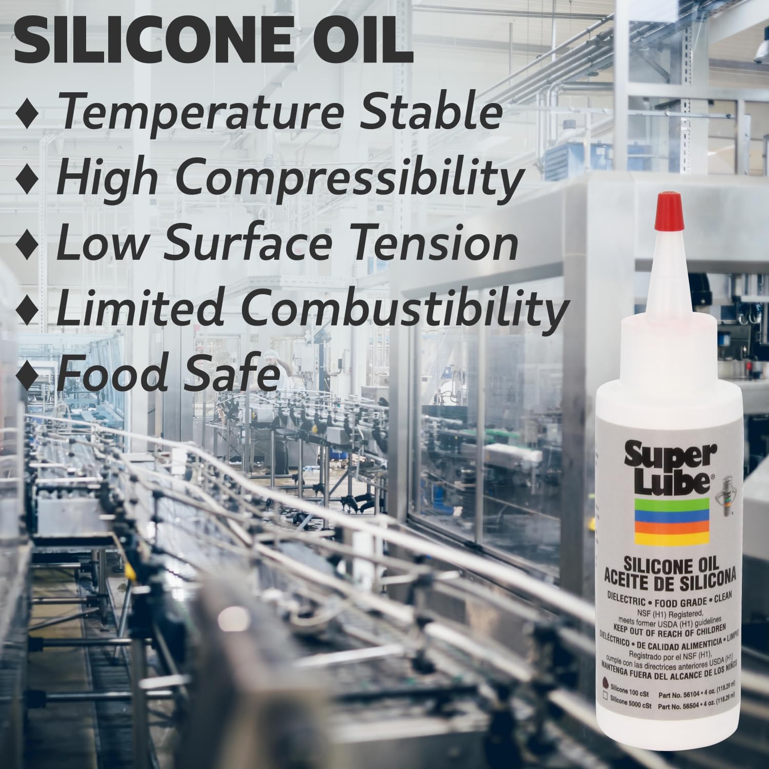 Super Lube 56101 Synthetic Silicone Oil - 100 cSt Viscosity - 1 Gallon Bottle - Translucent Clear - Ideal for Lubricating Gears, Bearings, and Rubber Seals in Automotive and Industrial Applications