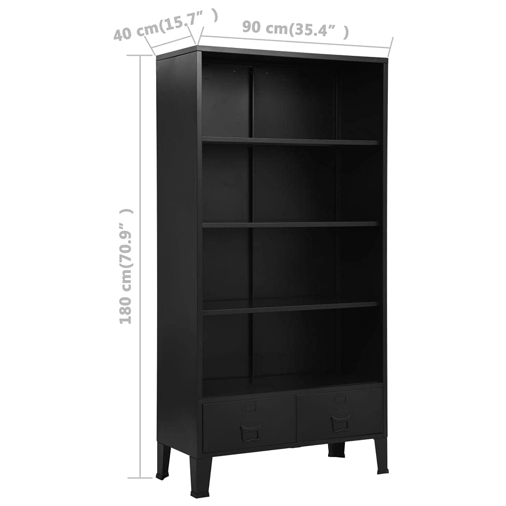 Industrial Black Steel Bookshelf 35.4