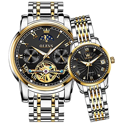 Black Couple Moon Phase Watches Set