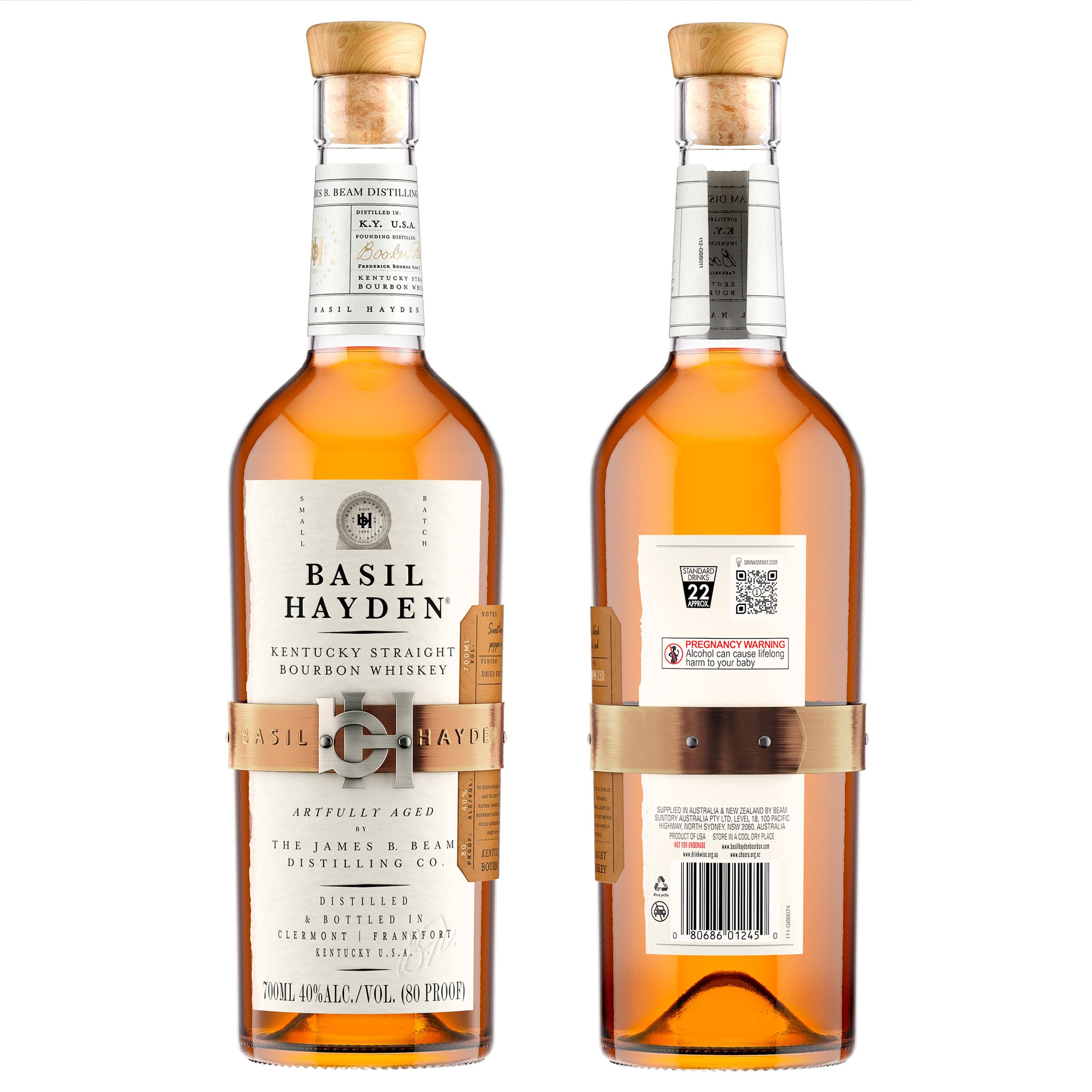 Basil Hayden's 8 Year Old Kentucky Straight Bourbon Whiskey (750ml Bottle) | Premium Small Batch Bourbon for Cocktails & Gifting | Perfect for Whiskey Sours, Old Fashioned & Special Occasions