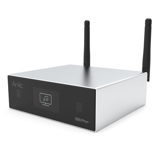 ARYLIC Compact WiFi & Bluetooth 5.0 Audio Streamer - AirPlay, DLNA, UPnP, Spotify, Qplay Compatible with RJ45 Port, IR Sensor, LED Display, RCA & Optical Input - 0.4kg Black Digital Media Player for Home Theater & Multi-Room Audio System