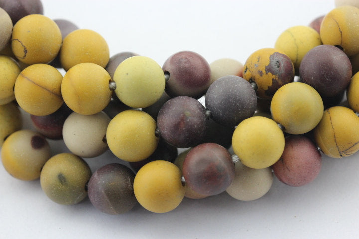 2.0mm Large Hole Mookaite Jasper Matte Round Beads - 6mm, 8mm, 10mm, 15.5 Inch Strand - DIY Jewelry Making, Bracelets, Necklaces & Healing Crystal Crafts