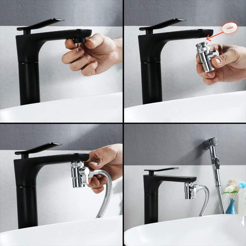 **BRASS Sink Valve Diverter Faucet Splitter - M22 x M24 Thread, Polished Chrome, PV10 - Replacement Part for Kitchen & Bathroom Sink Faucets, Faucet to Hose Adapter - Perfect for Water Filtration, Garden Hose, and Multi-Tap Installations**