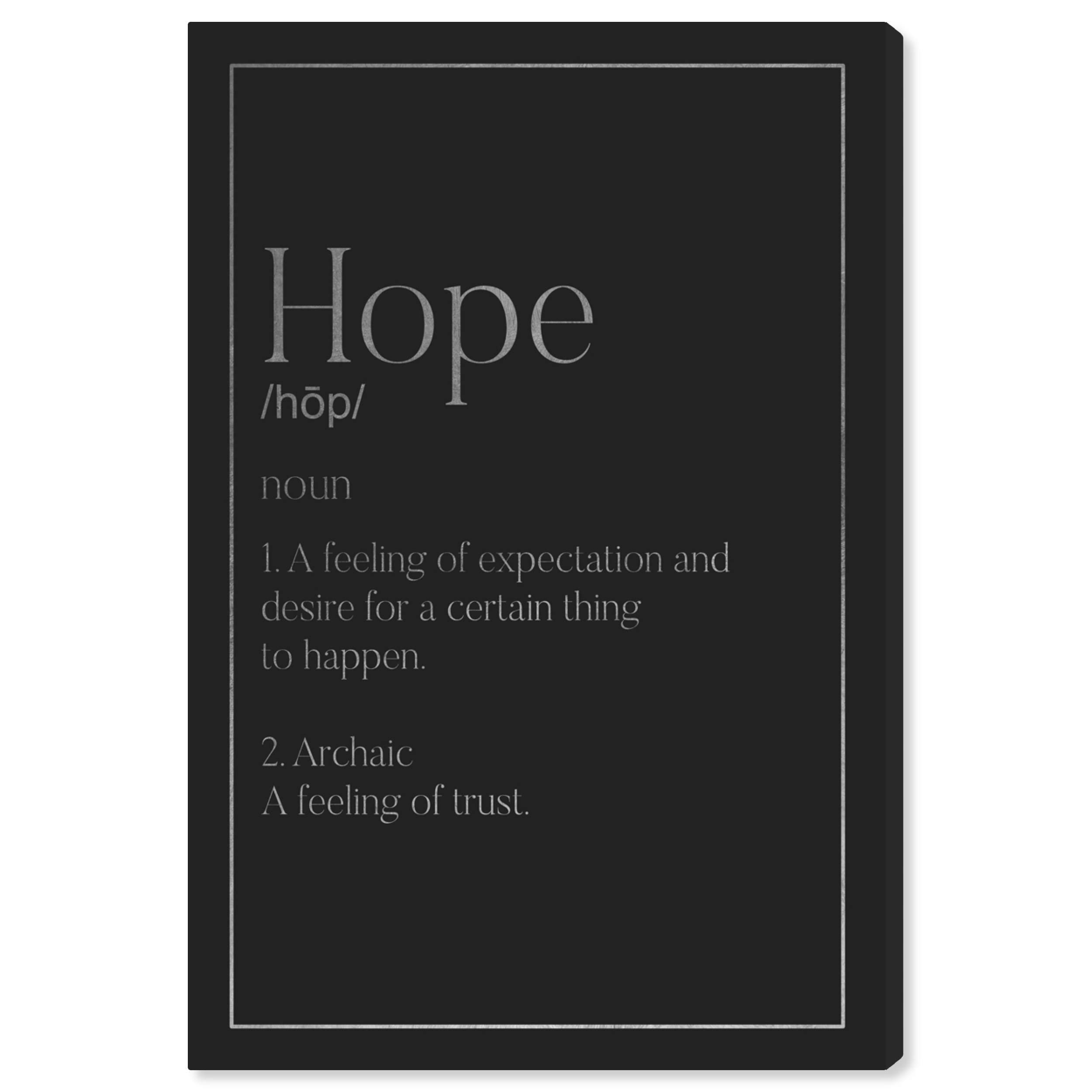 Oliver Gal Artist Co. 'Hope Typography Silver' Inspirational Wall Art Canvas Print - Perfect for Home Decor, Office & Gift Giving