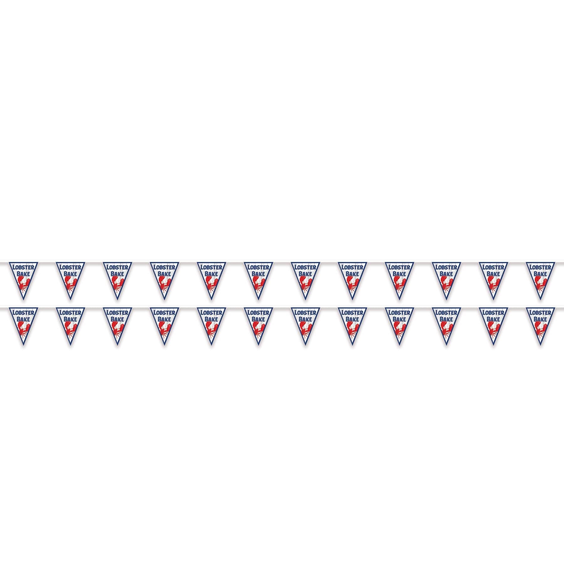12 Pack Beistle Lobster Bake Pennant Banner - Summer Seafood Party Decorations for Outdoor BBQ, Clambake & New England Theme Parties