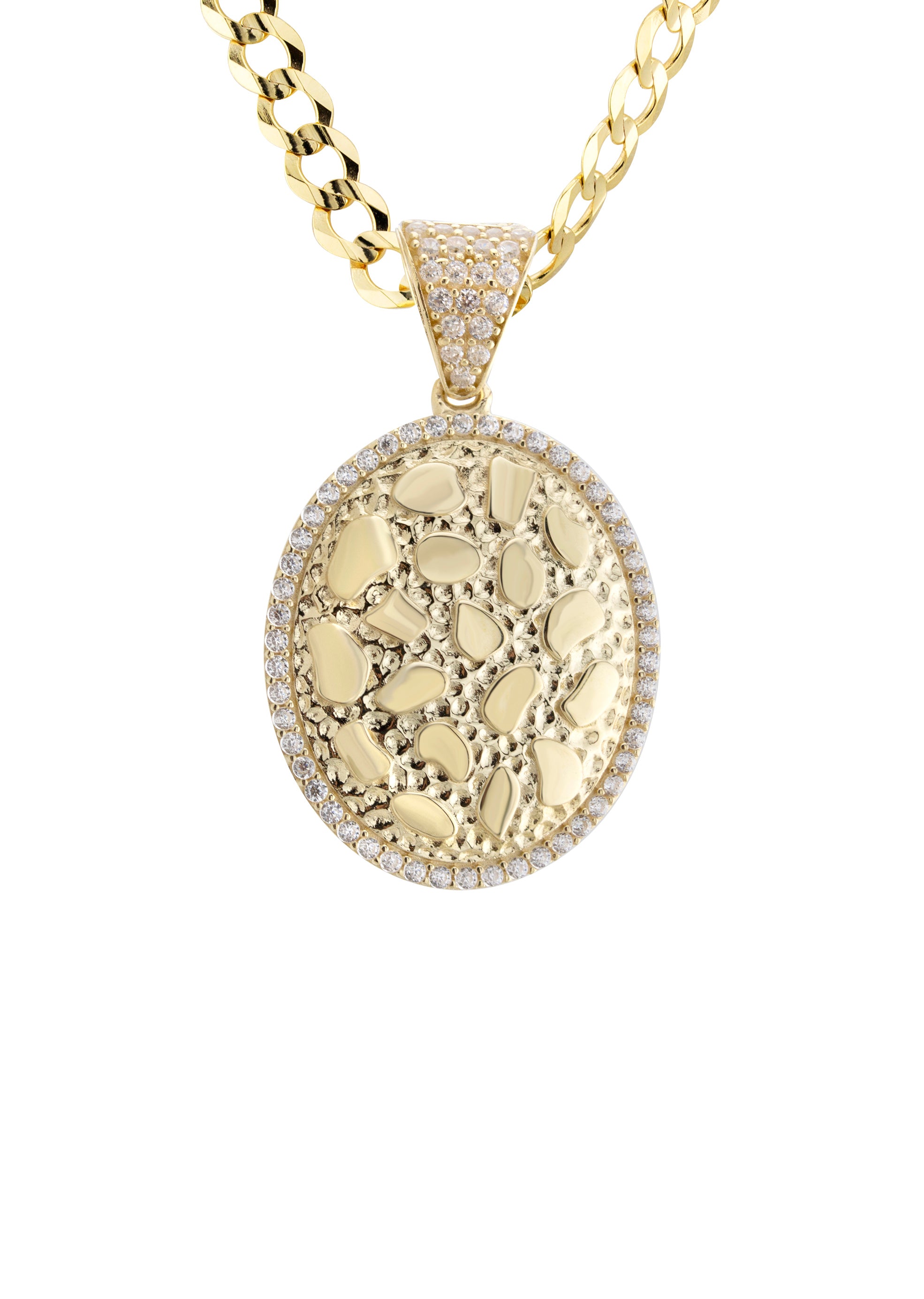 10K Yellow Gold Oval Nugget Necklace - 3.3 Inch Length, 17.3 Grams | Elegant Dainty Jewelry for Women, Perfect for Everyday Wear, Date Night & Special Occasions