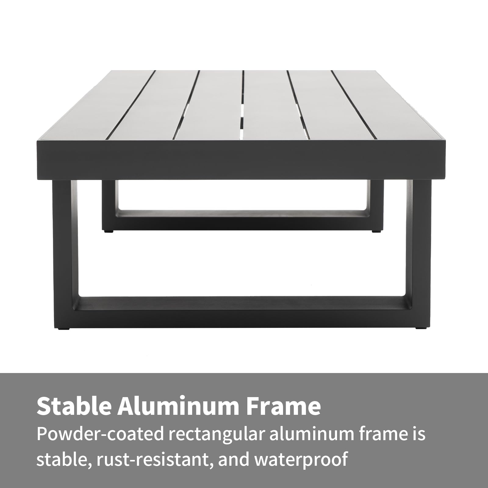Weather-Resistant Outdoor Coffee Table for Patio - Durable Aluminum Rectangle Coffee Table for Garden, Deck & Backyard - Dark Grey Patio Furniture for Relaxing & Entertaining Outdoors