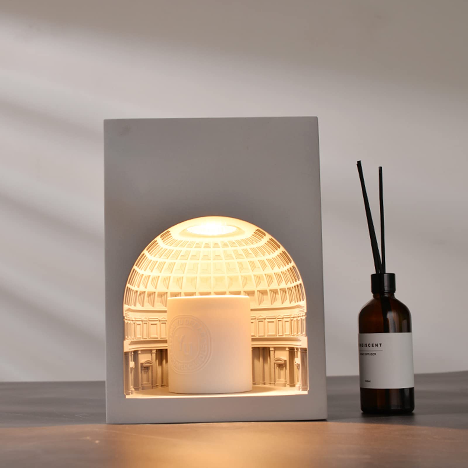 Adjustable Height Dimmable Candle Warmer Lamp - Pantheon Style Candle Melter for Large Jars & Big Candles | Fragrance Warmer for Home, Office & Spa Relaxation