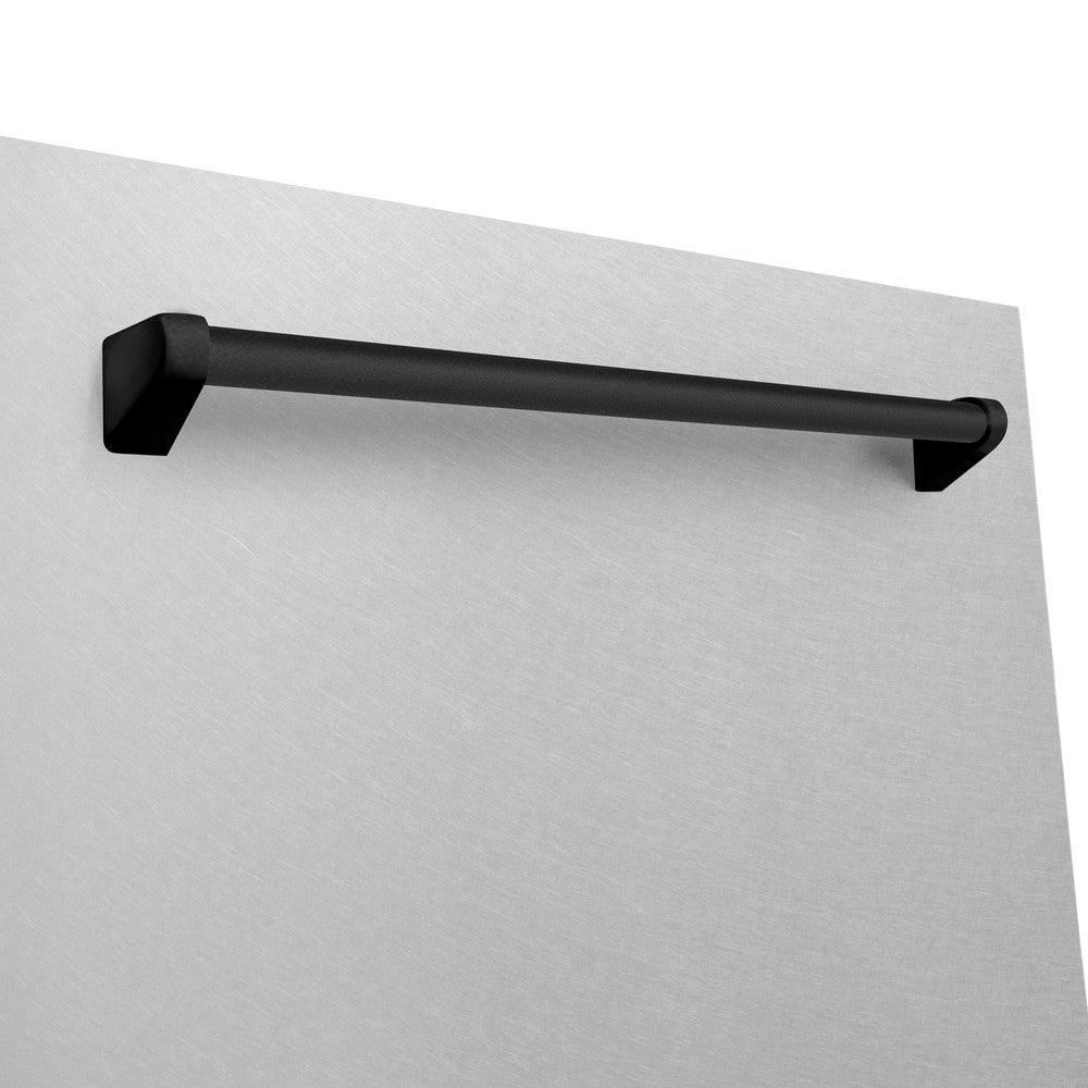 ZLINE Autograph Edition 24-inch Built-In Tall Tub Dishwasher - Satin Stainless Steel Panel with Matte Black Handle, 45dBA Ultra Quiet - Perfect for Modern Kitchens and Open Concept Homes (Model DWMTZ SN 24 MB)