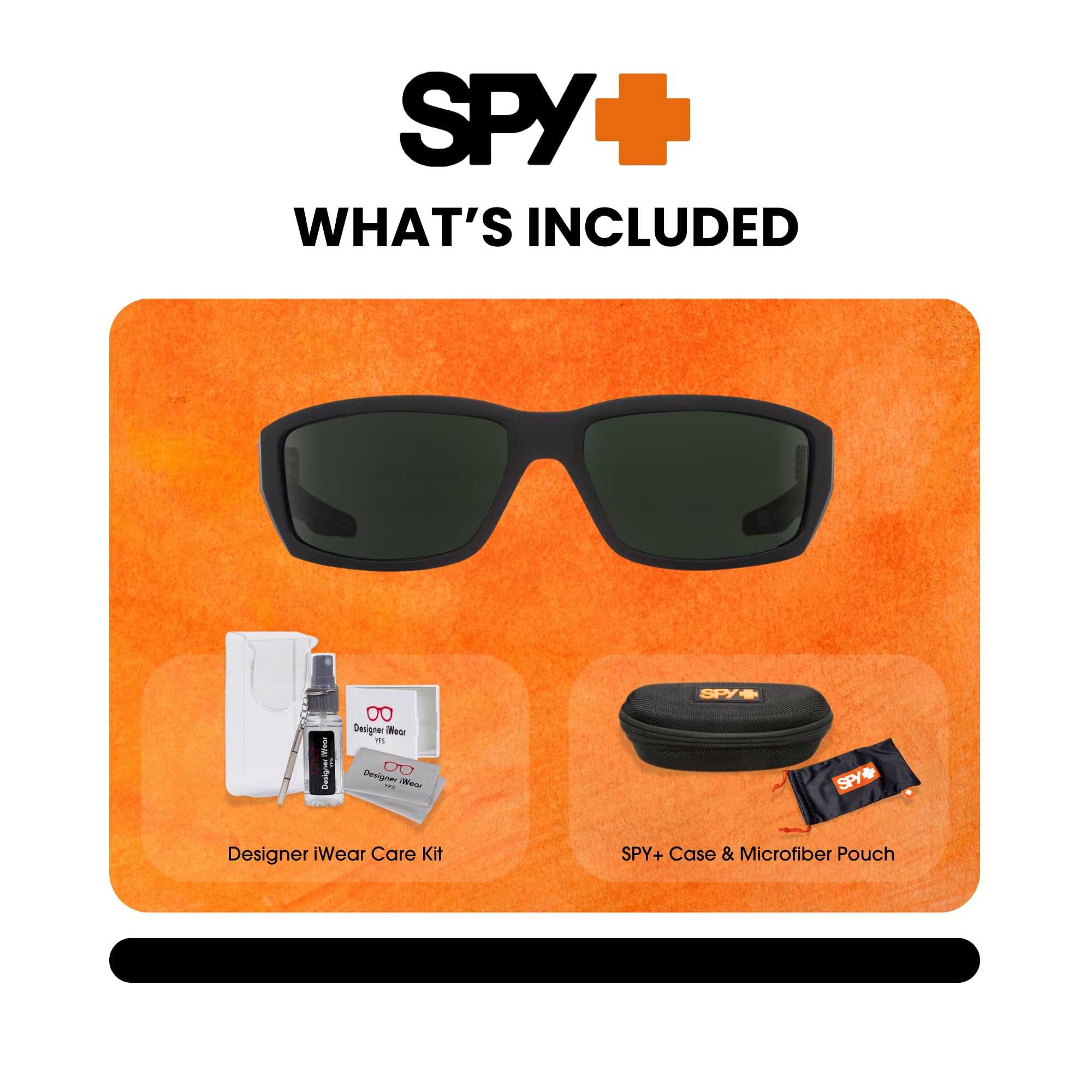 SPY Dirty Mo Rectangular Polarized Sunglasses for Men – UV Protection, Stylish & Durable – Bundle with Designer iWear Eyewear Kit – Perfect for Driving, Beach & Outdoor Activities