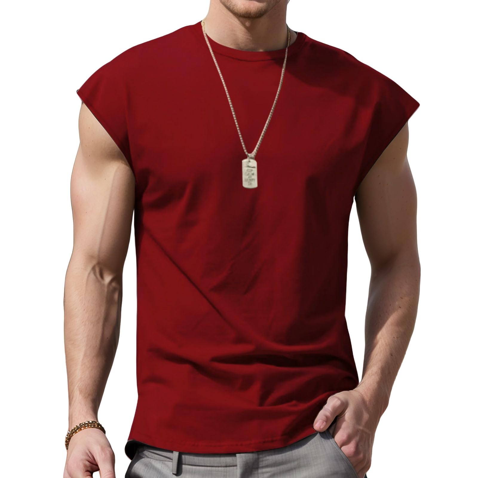 Men's Sleeveless Workout Vest - Breathable Gym Shirts for Running & Training | Loose Fit Athletic Undershirt | Casual Sports Wear & Basic Tee Tops for Gym, Jogging & Outdoor Activities
