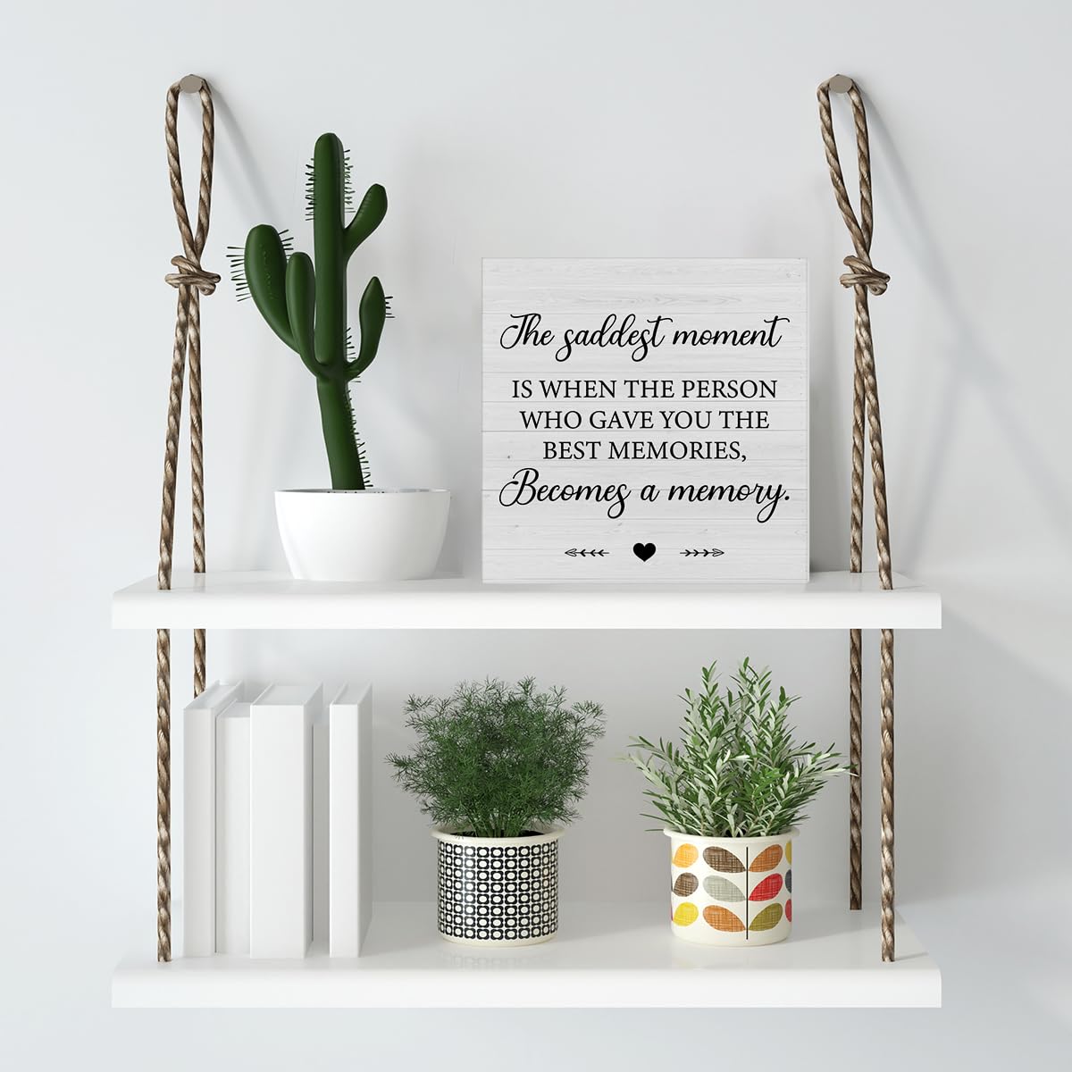 Sympathy Bereavement Sign - Handcrafted Wooden Memorial Plaque for Loss of Loved One - 5x5 Inch Desk Decor, Shelf Display & Home Memorial Gift for Grieving Moments