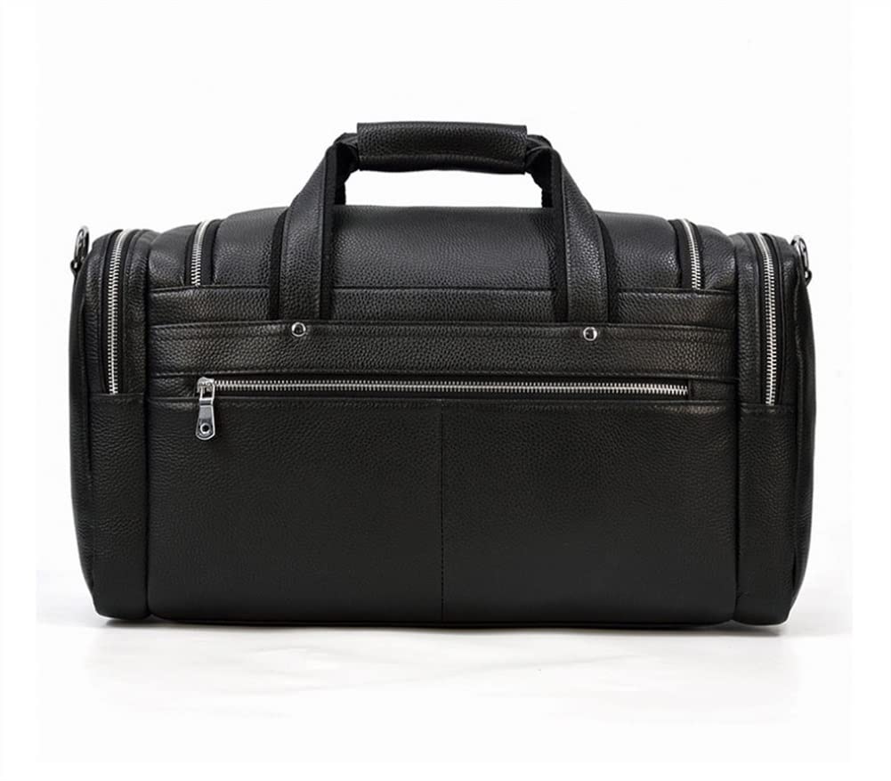 **Premium Waterproof Leather Travel Duffel Bag for Men - Large Gym & Overnight Duffle Bag with Carry Handle - Ideal for Business Trips, Workouts & Weekend Getaways (Black)**